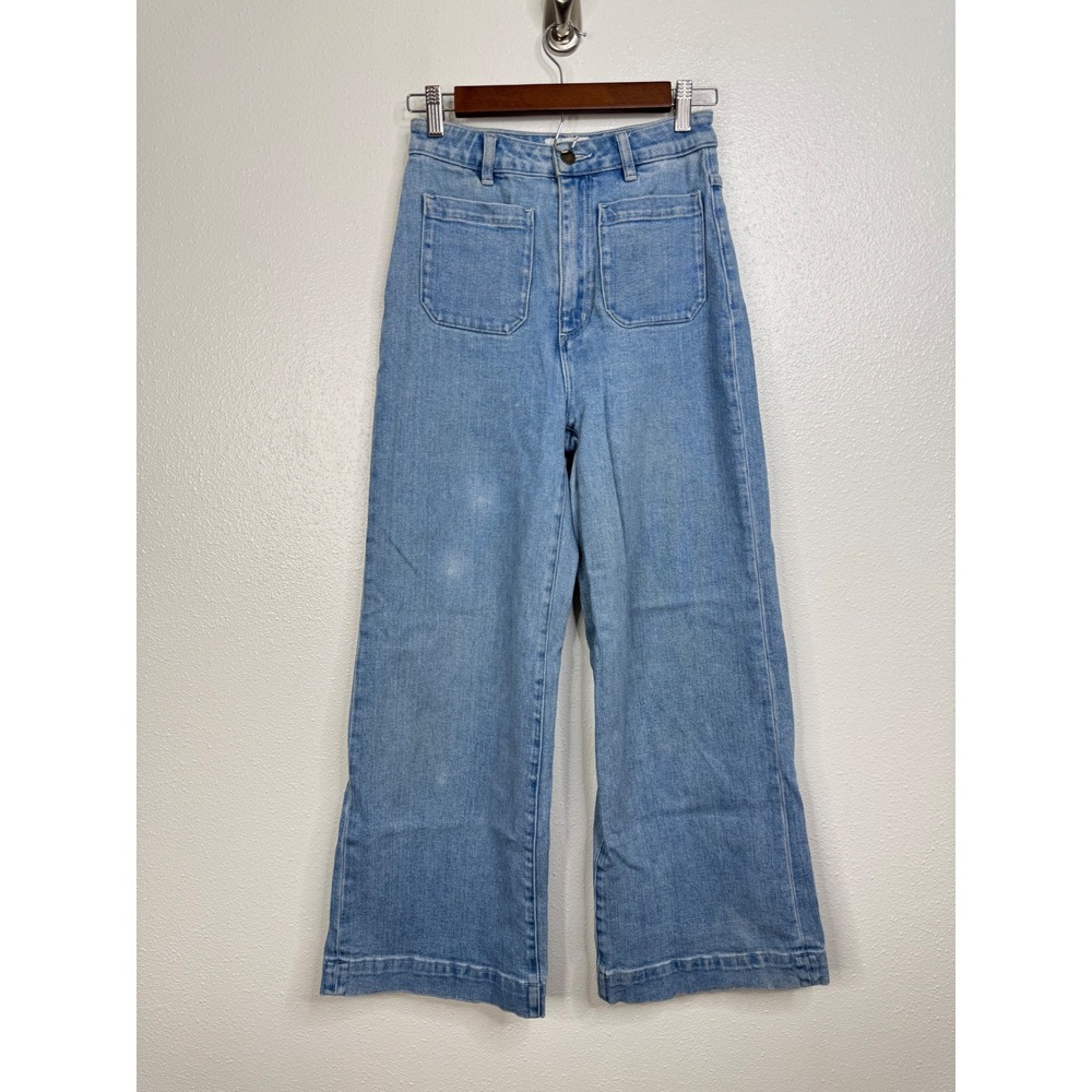 Rollas Sailor Jeans Light Blue Organic Cotton High Rise Wide Leg Denim 26
